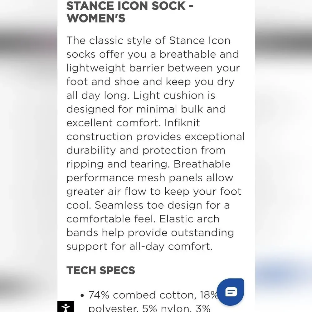 Stance Icon‎ Casual Combed Cotton Blend Quarter Height Light Cushion Socks